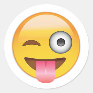 Emoji - Gesicht mit der Zunge Runder Aufkleber