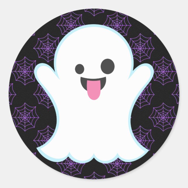 Emoji Ghost auf Spinnennetz Halloween Stickers (Vorderseite)