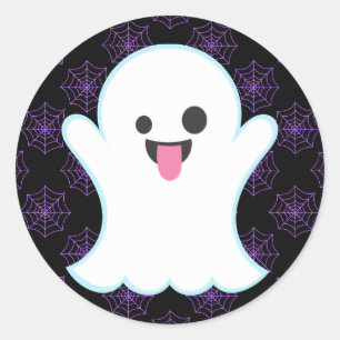 Emoji Ghost auf Spinnennetz Halloween Stickers