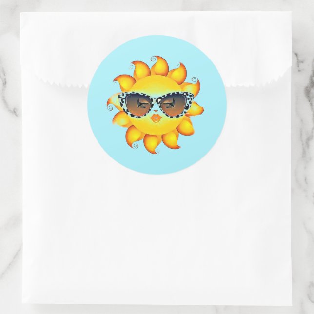 Emoji Girl-Sonnenbrille Rund Sky Blue Stickers (Tasche)