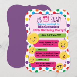 Emoji Girl's Teen Tween Birthday Einladung Die Cut