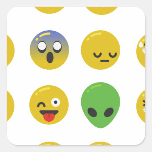 Emoji glückliches Gesicht Quadratischer Aufkleber