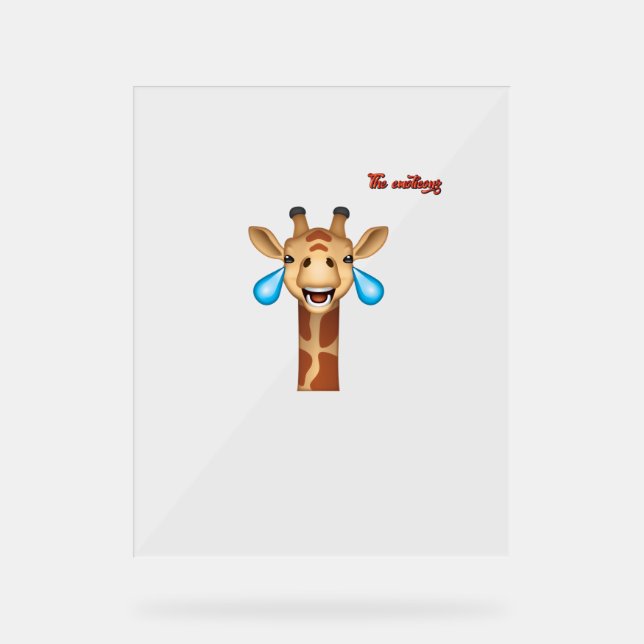 Emoji-glückliches Giraffengesicht Acrylschild (Vorderseite)