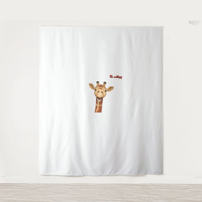 emoji-glückliches Giraffengesicht Wandteppich (Vorderseite)