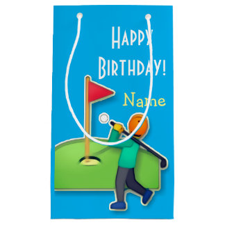 Emoji Golf Happy Birthday hellblau Kleine Geschenktüte