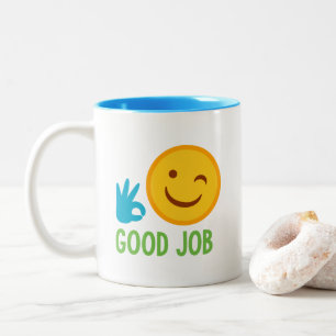 Emoji guter Job Zweifarbige Tasse