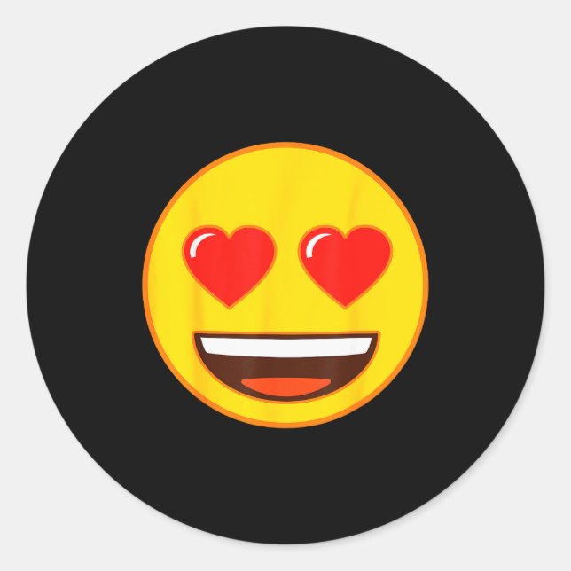 Emoji Heart Eyes Yellow Smile Face  Runder Aufkleber (Vorderseite)