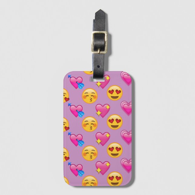Emoji Herzen und Liebe rosa Patternsd Gepäckanhänger (Vorderseite Vertikal)
