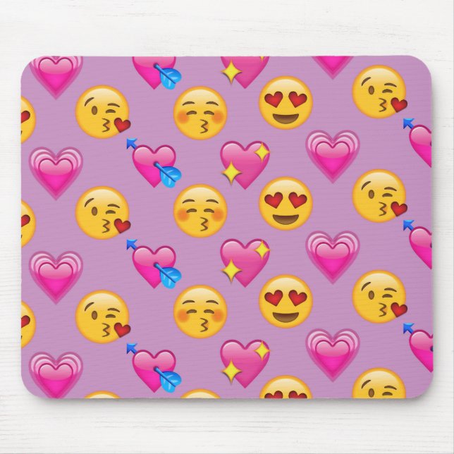 Emoji Herzen und Liebe rosa Patternsd Mousepad (Vorne)