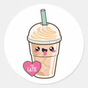 Emoji Iced Latte Runder Aufkleber