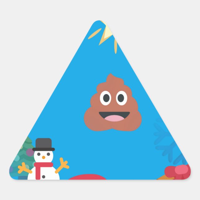 Emoji kackte Weihnachten Dreieckiger Aufkleber (Vorderseite)