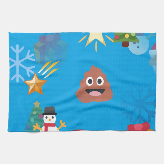 Emoji kackte Weihnachten Geschirrtuch (Horizontal)