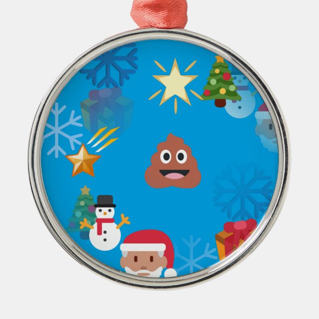 Emoji kackte Weihnachten Ornament Aus Metall (Vorne)