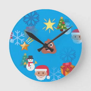 Emoji kackte Weihnachten Runde Wanduhr