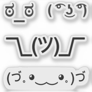 Emoji Kawaii Faces textbasierte Emoticons 4x Set Aufkleber