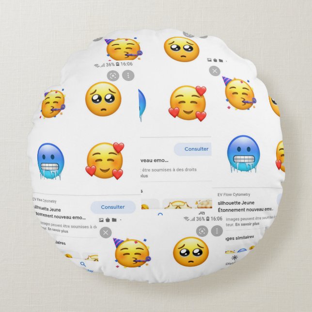 Emoji-Kissen Rundes Kissen (Vorderseite)