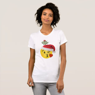 Emoji Kuss unter mistletoem Weihnachtsgeschmack T-Shirt