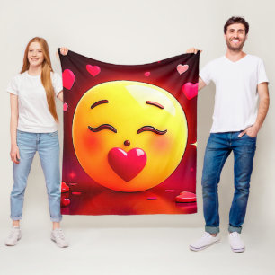 Emoji küssen Herzblasen Fleecedecke