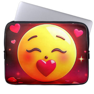 Emoji küssen Herzblasen Laptopschutzhülle