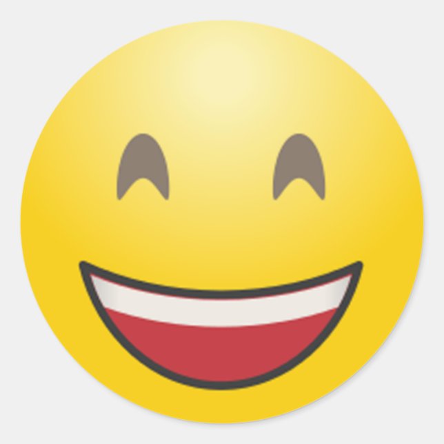 Emoji lächelnd Gesicht mit offenem Mund und lächel Runder Aufkleber (Vorderseite)