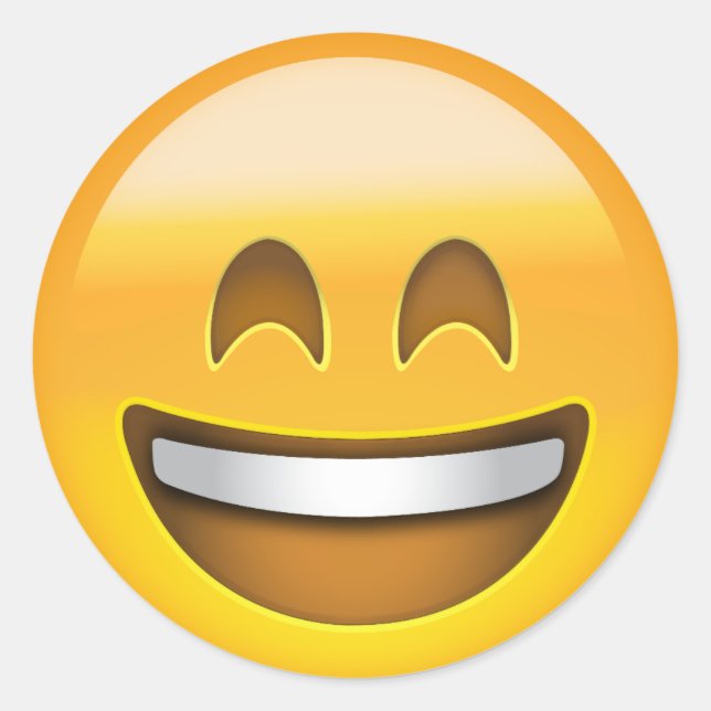 Emoji lächelnd Gesicht mit offenen Mund lächelnde  Runder Aufkleber (Vorderseite)