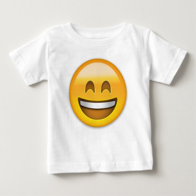 Emoji lächelnder Gesichts-offener Mund und Baby T-shirt (Vorderseite)