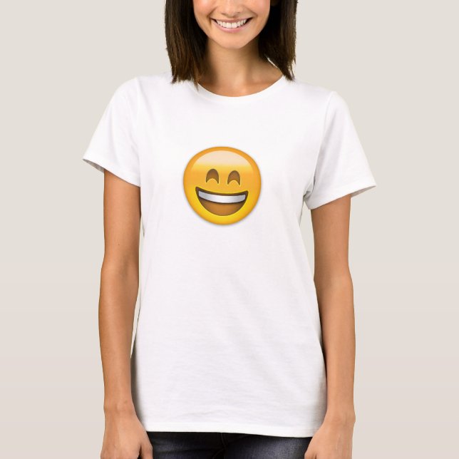 Emoji lächelnder Gesichts-offener Mund und T-Shirt (Vorderseite)