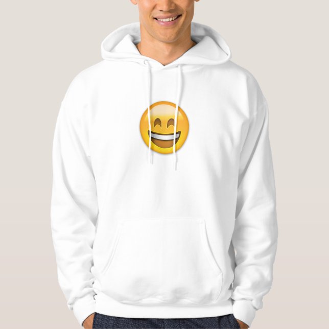 Emoji lächelndes Gesicht mit offenem Mund und Hoodie (Vorderseite)
