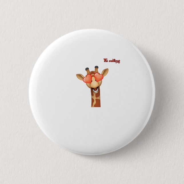 Emoji-Liebe-Augen-Giraffe-Gesicht Button (Vorderseite)