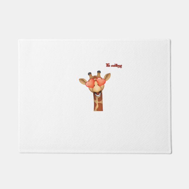 Emoji-Liebe-Augen-Giraffe-Gesicht Fußmatte (Vorderseite)