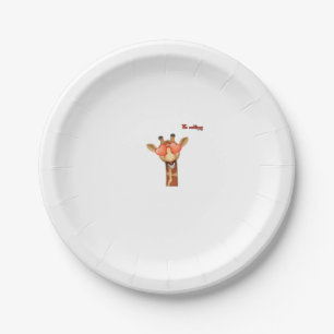 Emoji-Liebe-Augen-Giraffe-Gesicht Pappteller