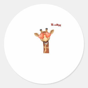 Emoji-Liebe-Augen-Giraffe-Gesicht Runder Aufkleber