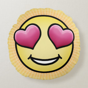 Emoji-Liebe Rundes Kissen