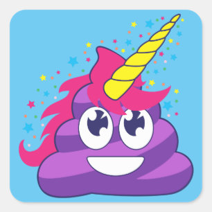Emoji Lila Unicorn Gekackt Quadratischer Aufkleber