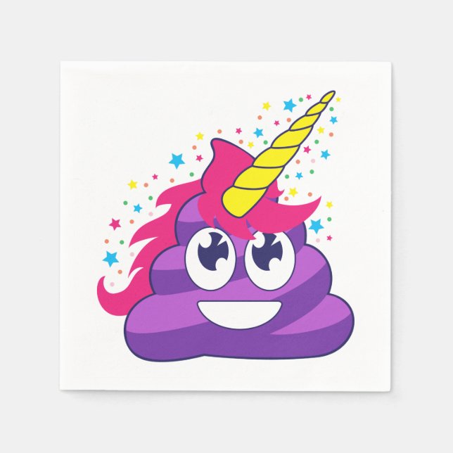 Emoji Lila Unicorn Gekackt Serviette (Vorderseite)