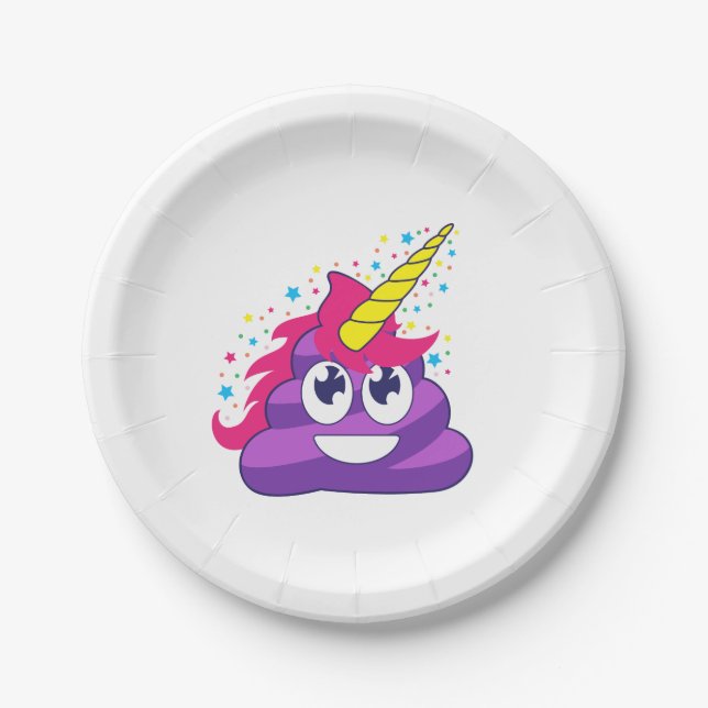Emoji lila Unicorn kacken Pappteller (Vorderseite)