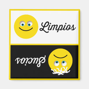 Emoji Limpios Sucios Geschirrspüler Schwarz-weiß M Magnet