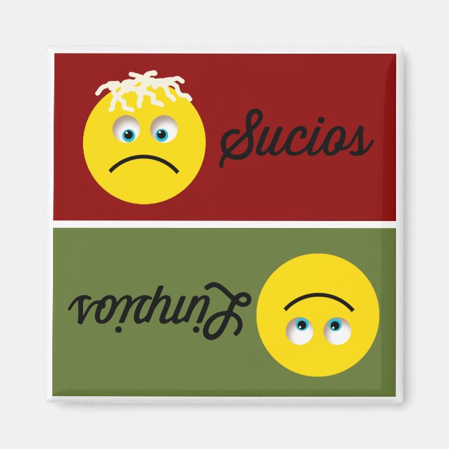 Emoji Limpios Sucios Spanische Geschirrspülmaschin Magnet (Vorne)
