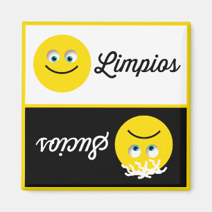 Emoji Limpios Sucios Spülmaschinen-Schwarz-weiße Magnet
