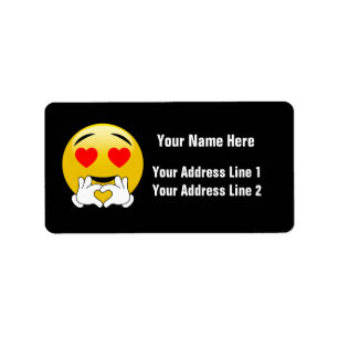 Emoji mit Herz Augen und Händen Adressaufkleber