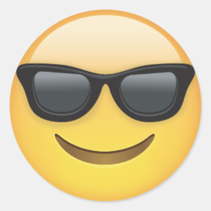 Emoji mit Sonnenbrille Runder Aufkleber