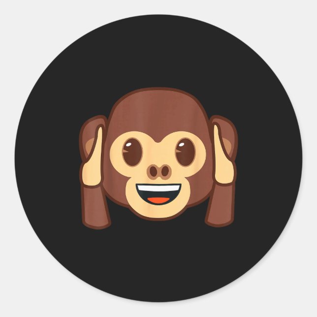 Emoji Monkey Holding Ears Yellow Smile Face  Runder Aufkleber (Vorderseite)