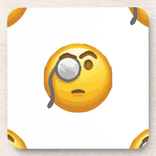 Emoji-Monokel Getränkeuntersetzer (Vorderseite)