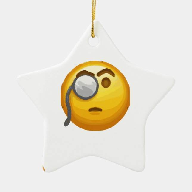 Emoji-Monokel Keramik Ornament (Vorne)
