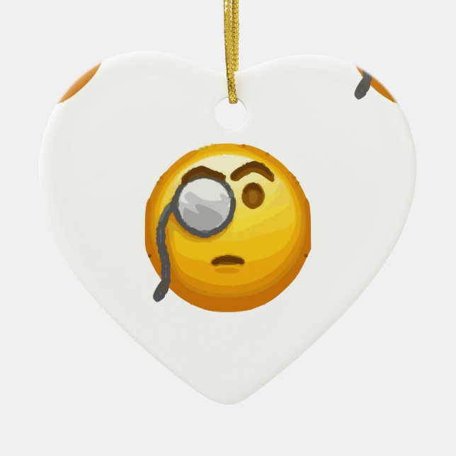 Emoji-Monokel Keramikornament (Vorne)