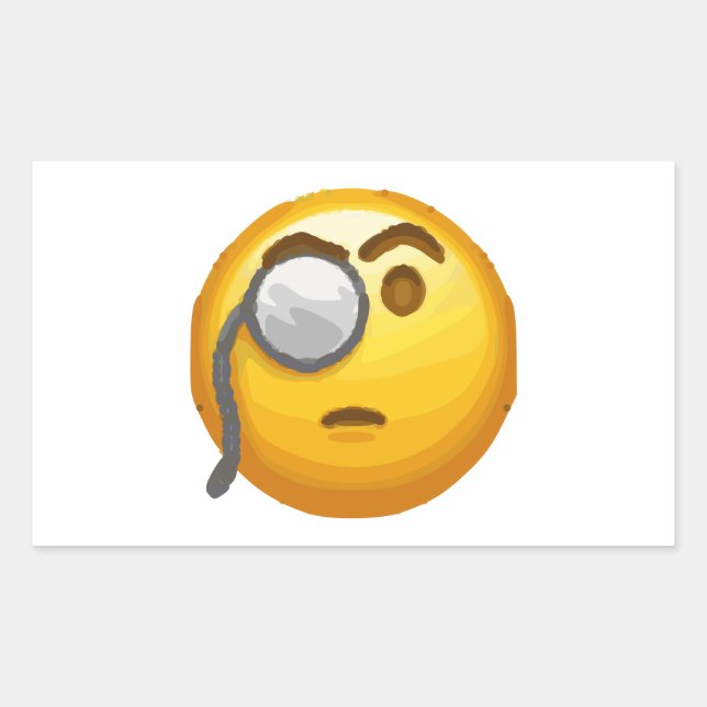 Emoji-Monokel Rechteckiger Aufkleber (Vorderseite)