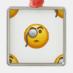 Emoji-Monokel Silbernes Ornament
