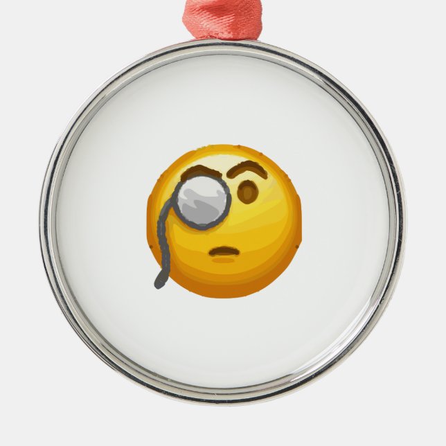 Emoji-Monokel Silbernes Ornament (Vorne)