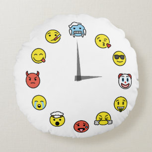 Emoji Mood Clock Gesichtskissen Rundes Kissen