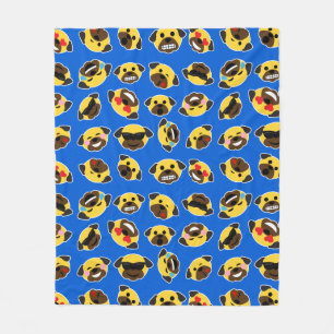 Emoji Mops-elektrisches Blau Fleecedecke